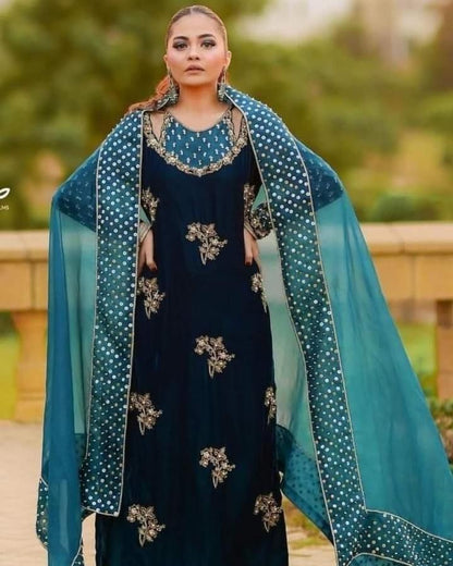 Unstitched 3 Piece Velvet Suit