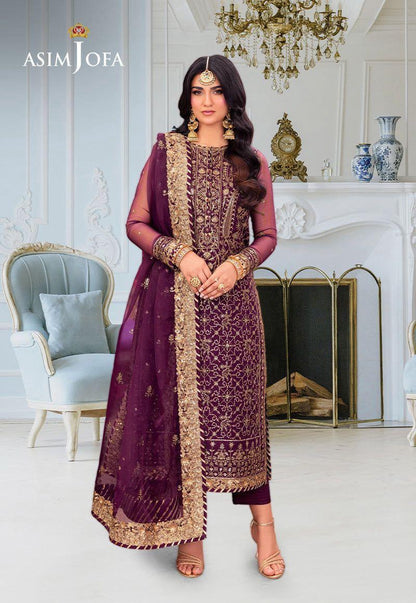 Asim Jofa 2025 Chiffon  Fully Heavy Embroidered & Sequin Work Suit