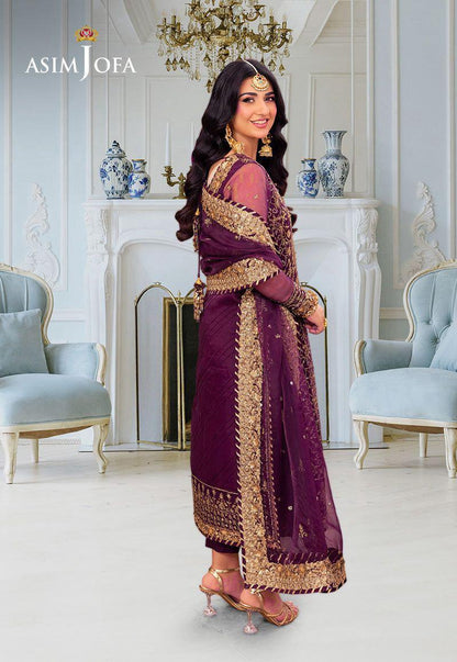 Asim Jofa 2025 Chiffon  Fully Heavy Embroidered & Sequin Work Suit