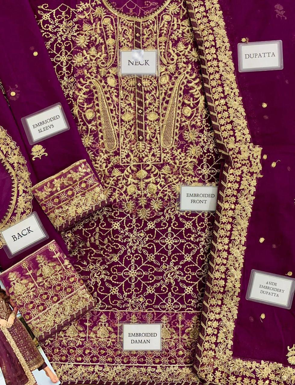 Asim Jofa 2025 Chiffon  Fully Heavy Embroidered & Sequin Work Suit