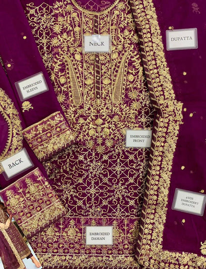 Asim Jofa 2025 Chiffon  Fully Heavy Embroidered & Sequin Work Suit