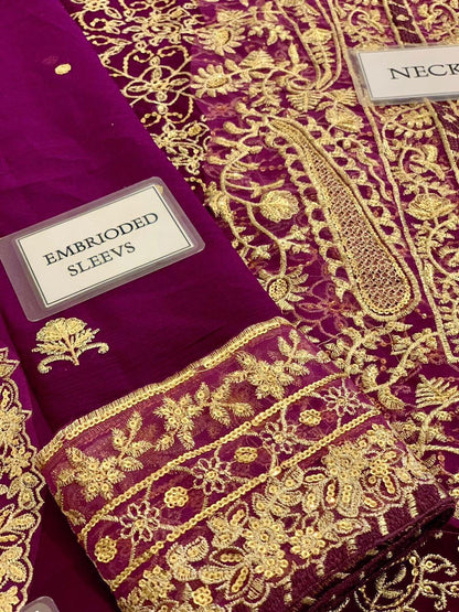 Asim Jofa 2025 Chiffon  Fully Heavy Embroidered & Sequin Work Suit