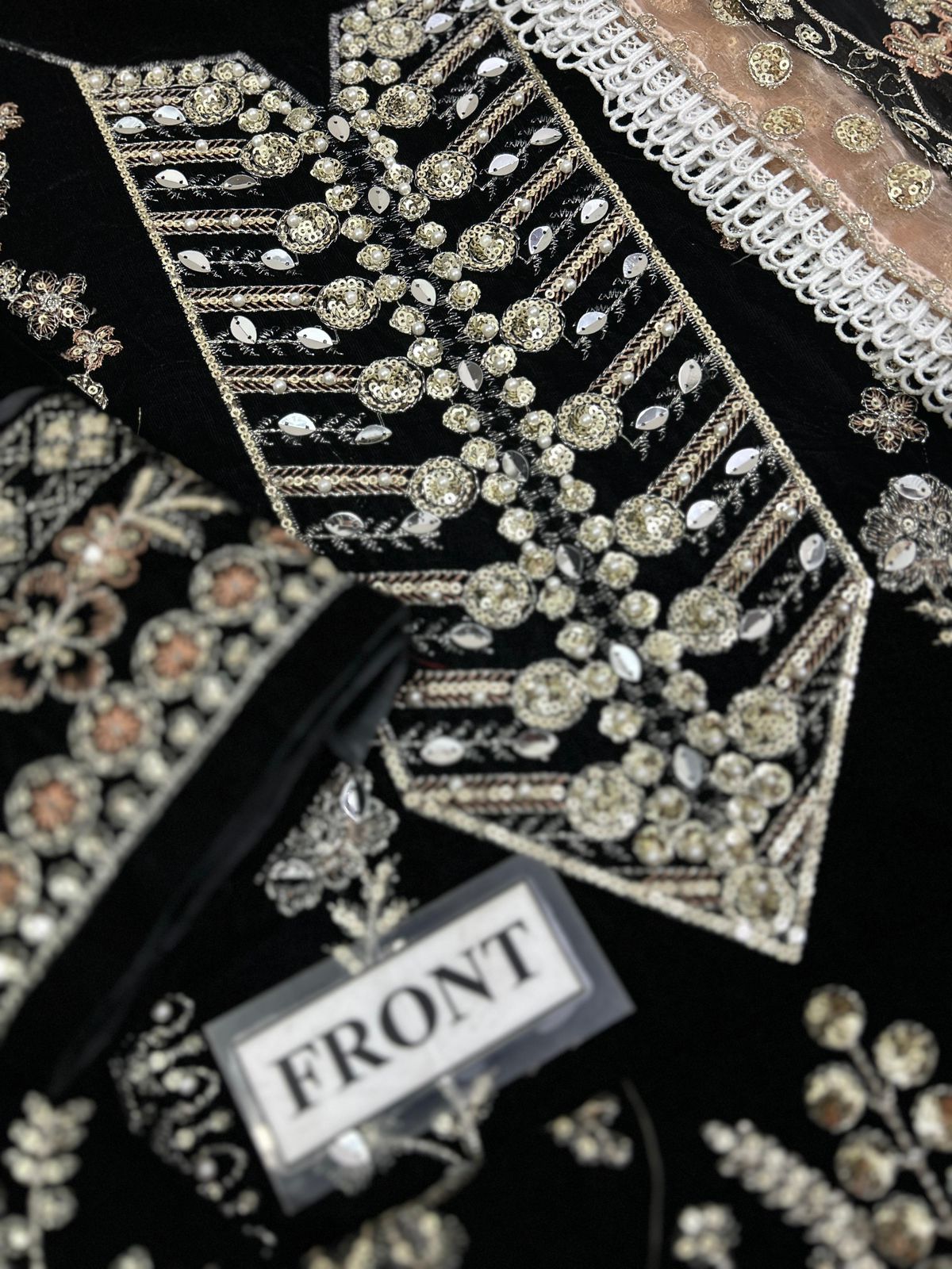 Aneelas Velvet & Chiffon Suit Heavy Embroidered