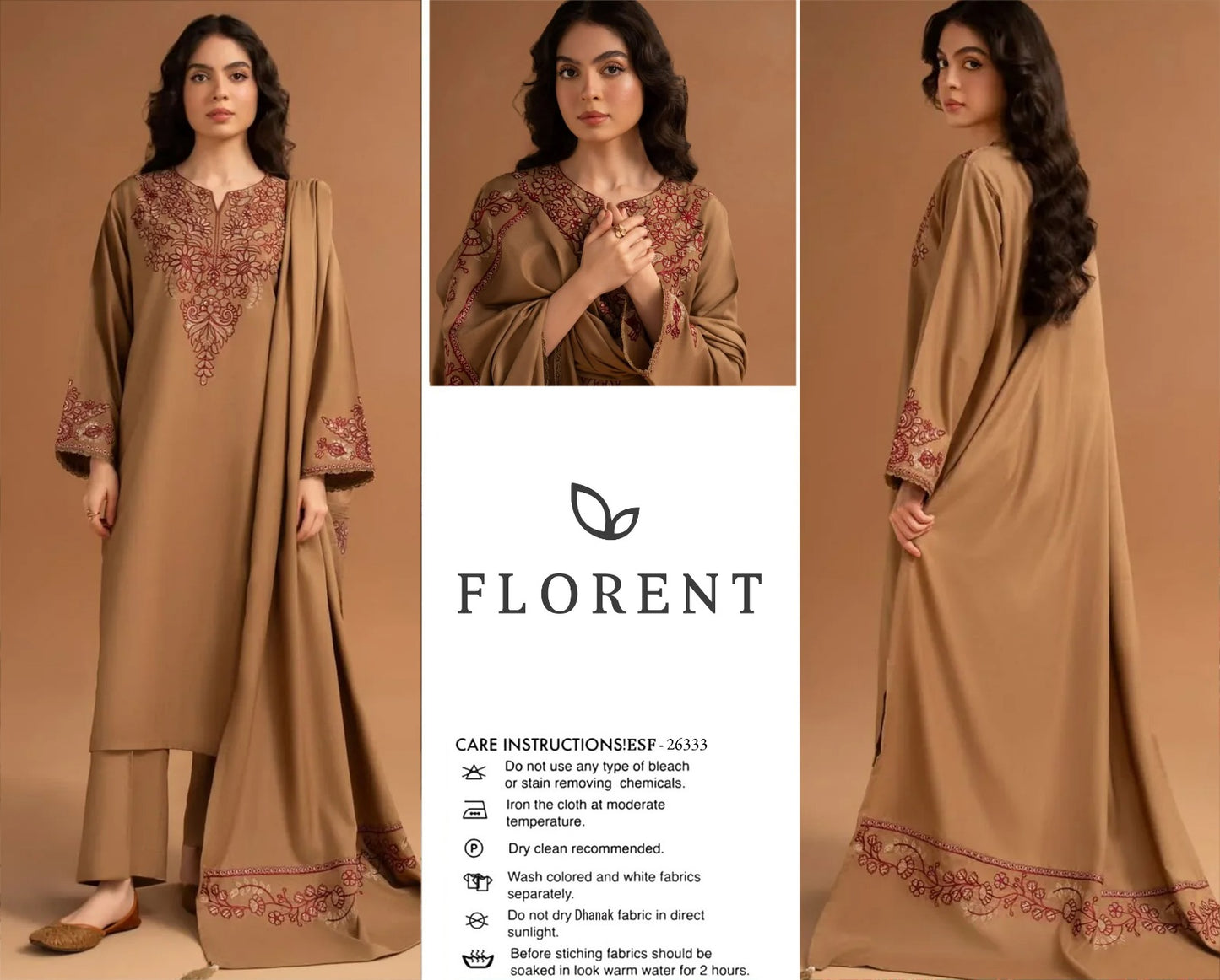 Premium Pure Dhanak Heavy Embroidered 3 Piece Suit