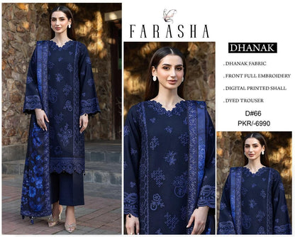 FD-303 | Farasha Premium Embroidered Dhanak Winter Grace – 3PC