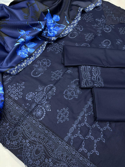 FD-303 | Farasha Premium Embroidered Dhanak Winter Grace – 3PC