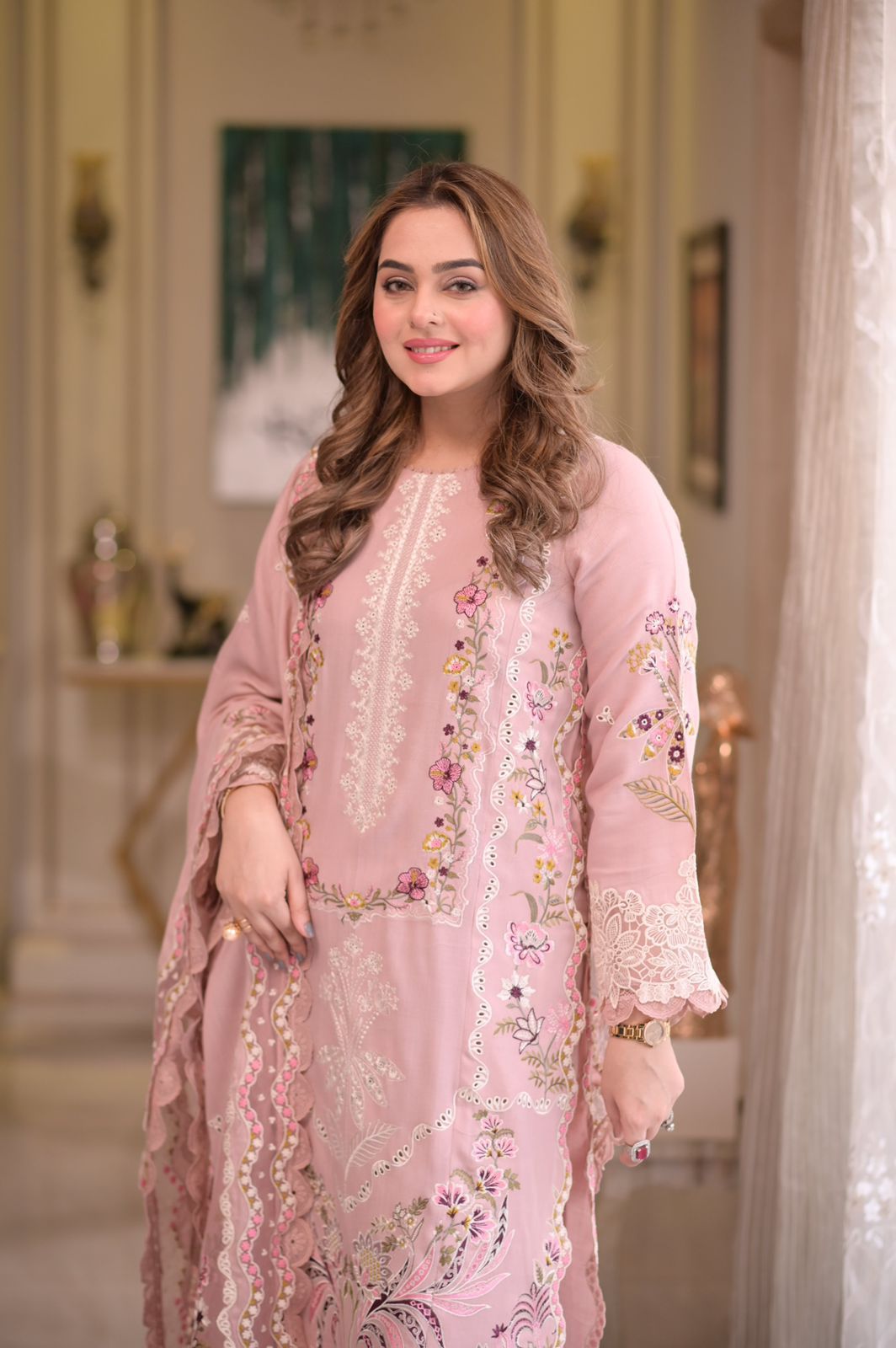 Aneela’s Premium 3PC Eid Collection 2026 – Heavy Embroidered Air-Jet Lawn with Cut-work Dupatta