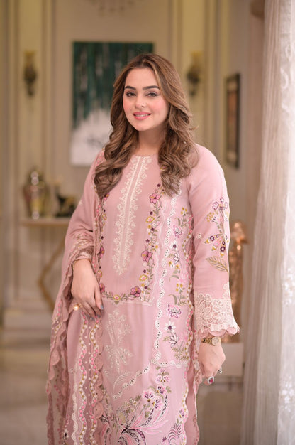Aneela’s Premium 3PC Eid Collection 2026 – Heavy Embroidered Air-Jet Lawn with Cut-work Dupatta