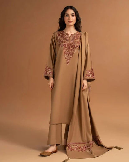 Premium Pure Dhanak Heavy Embroidered 3 Piece Suit