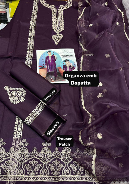 Zarashajahan Luxury Embroidered Lawn 3PC | 5024
