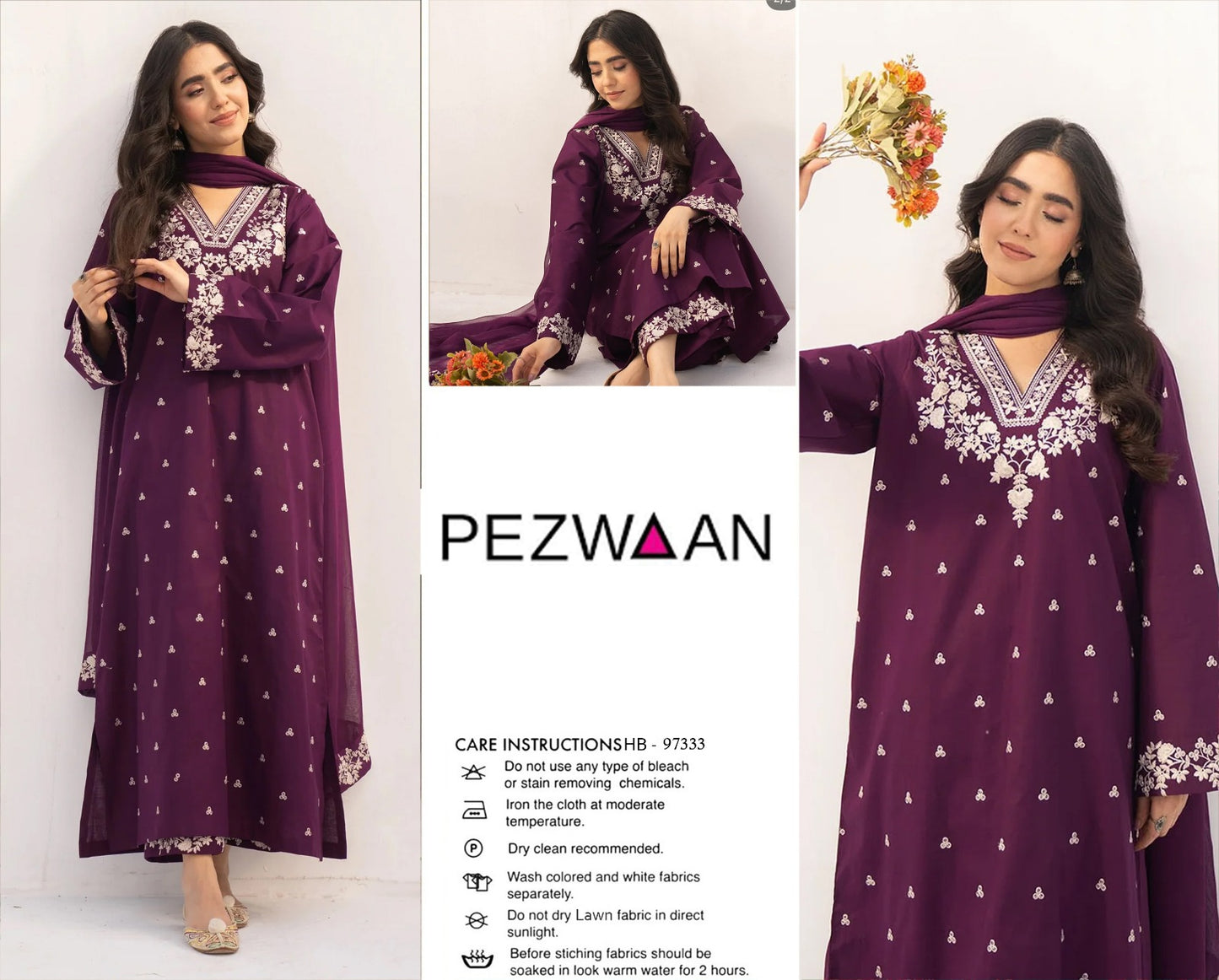 PEZWAAN Luxury Lawn ’26 – Full Embroidered 3PC (PZ 97333)