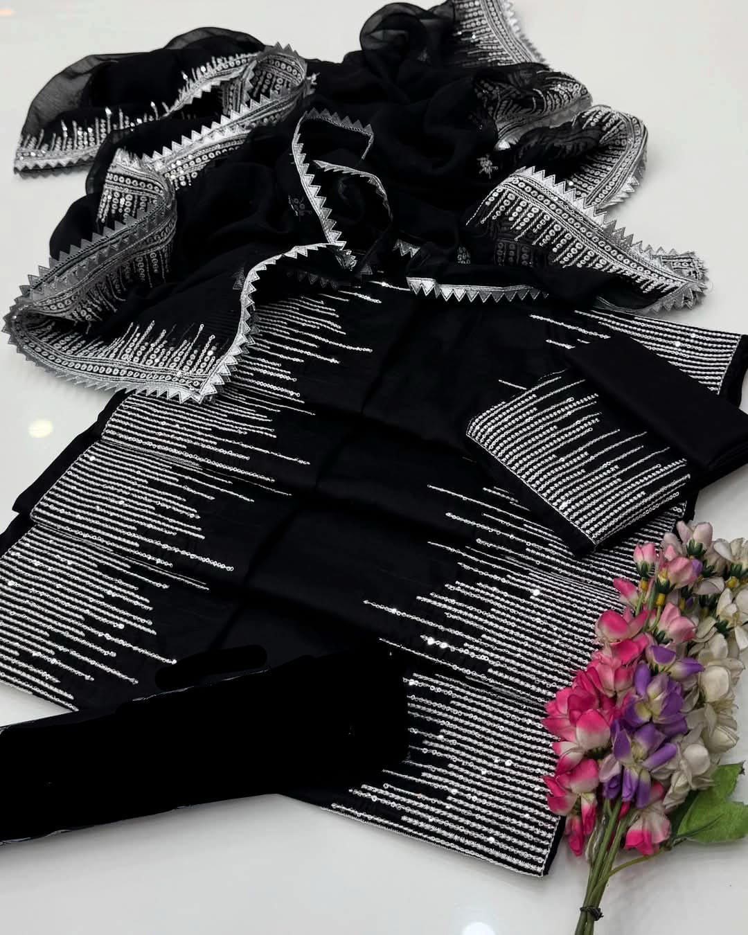 🔥 New 2K26 Hit Article! | Heavy 3MM Sequence Embroidery Collection | Luxury Lawn/Cotton 3PC