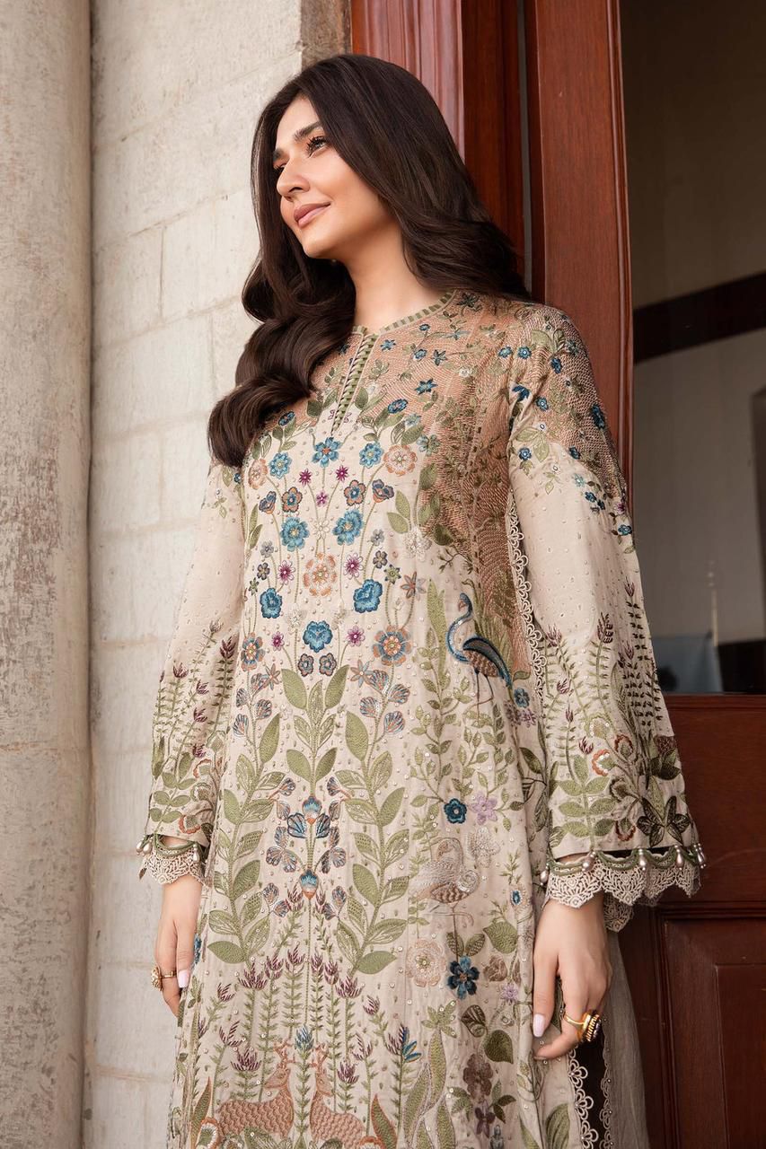 🔥 Maria B. M-Print 2025 Hit Design! (MBL-D-11) Embroidered Lawn with Cutwork Chiffon Dupatt