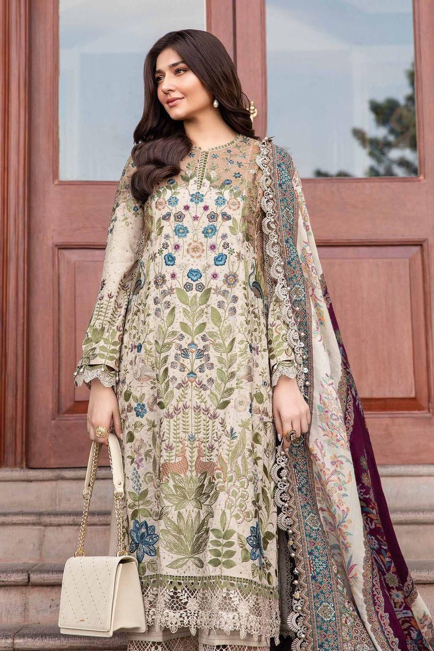 🔥 Maria B. M-Print 2025 Hit Design! (MBL-D-11) Embroidered Lawn with Cutwork Chiffon Dupatt