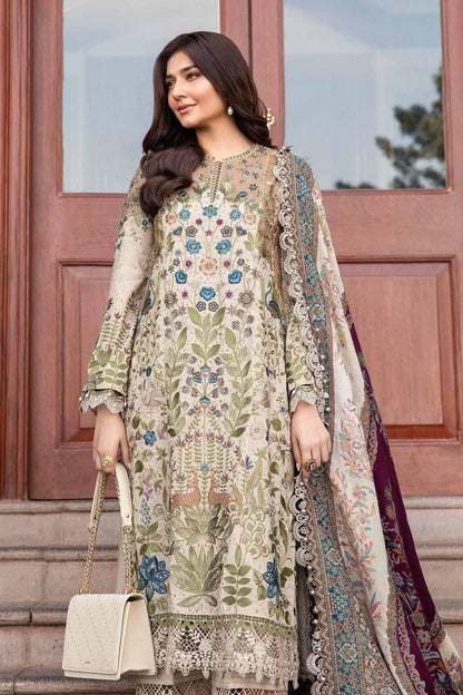 🔥 Maria B. M-Print 2025 Hit Design! (MBL-D-11) Embroidered Lawn with Cutwork Chiffon Dupatt