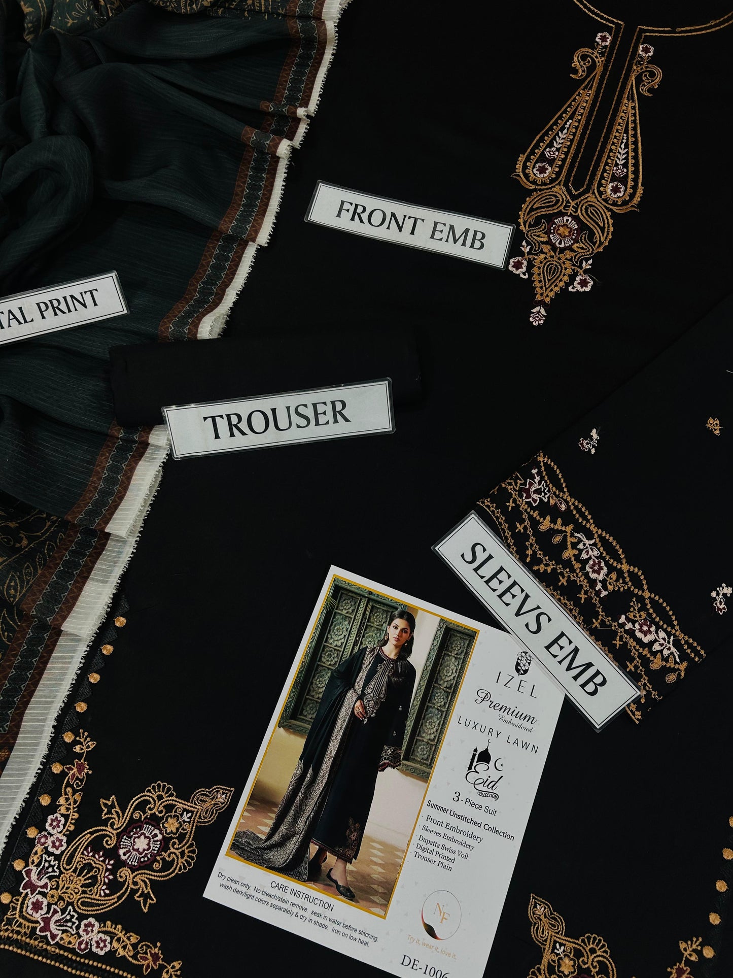 IZEL Luxury Lawn Edition ✨ | D-1006 Embroidered 3PC with Swiss Voil Dupatta