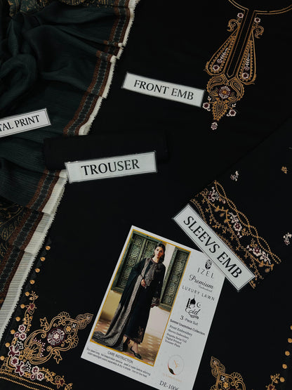 IZEL Luxury Lawn Edition ✨ | D-1006 Embroidered 3PC with Swiss Voil Dupatta