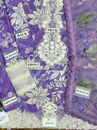 Aneela’s Collection Luxury Printed Lawn – 3PC Embroidered Suit (PR-03)