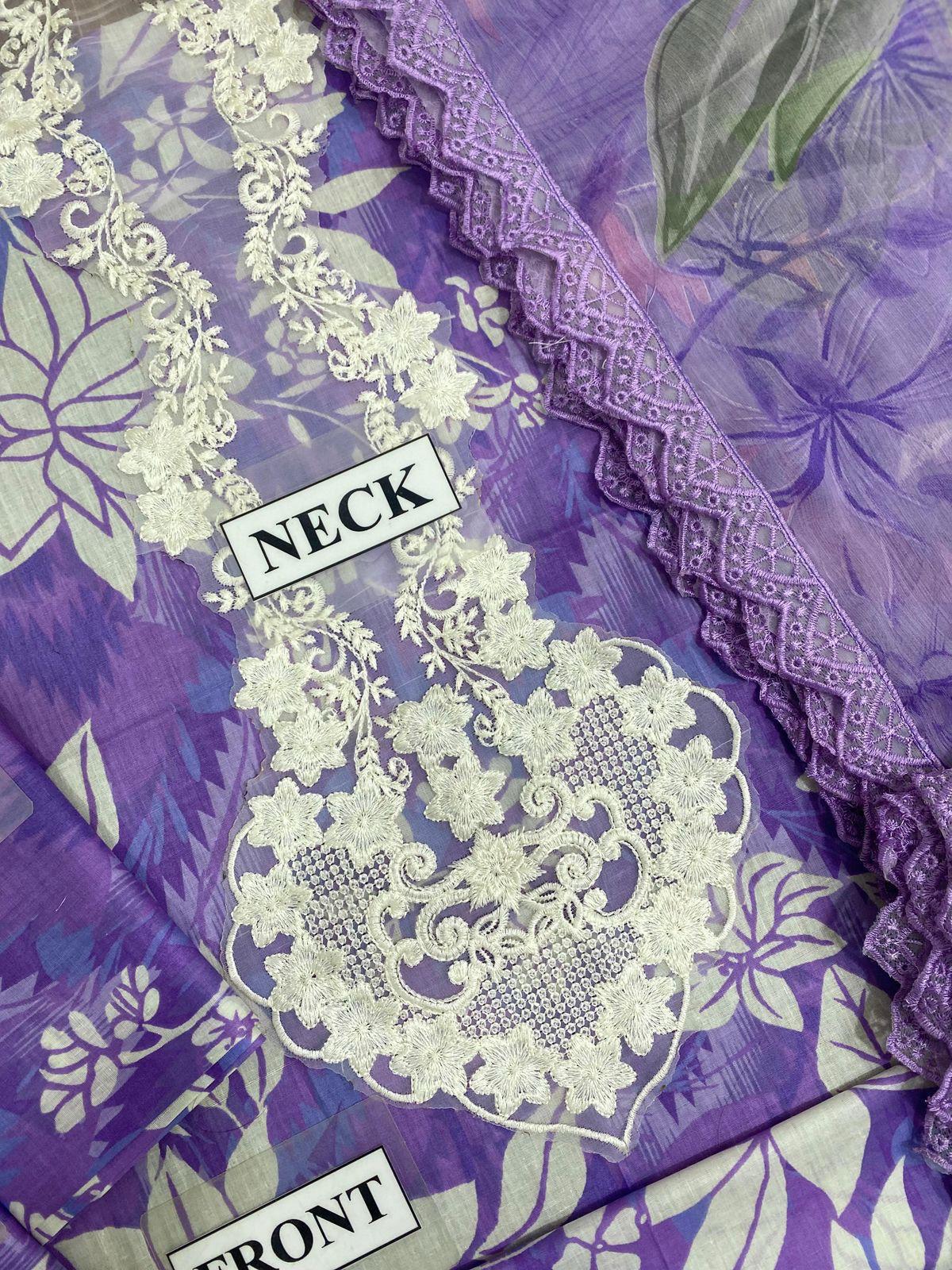 Aneela’s Collection Luxury Printed Lawn – 3PC Embroidered Suit (PR-03)