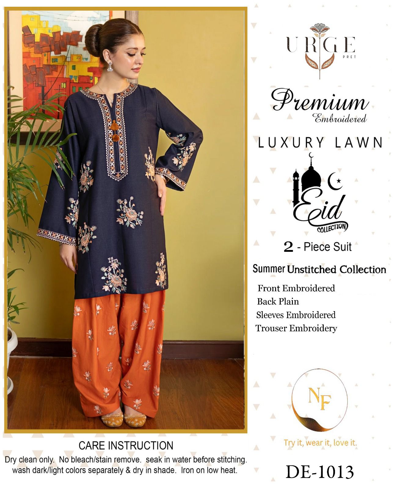 URGE Premium Air-Jet Lawn 2-Piece Embroidered Suit SUMMER EDIT 26