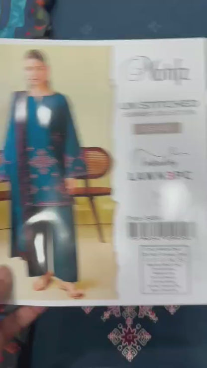 Motfiz DAS-05 Embroidered 3PC Suit - Premium Air-Jet Lawn with Printed Dupatta