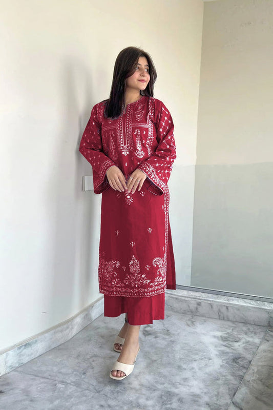 2PC DHANAK EMBROIDERED UNSTITCH